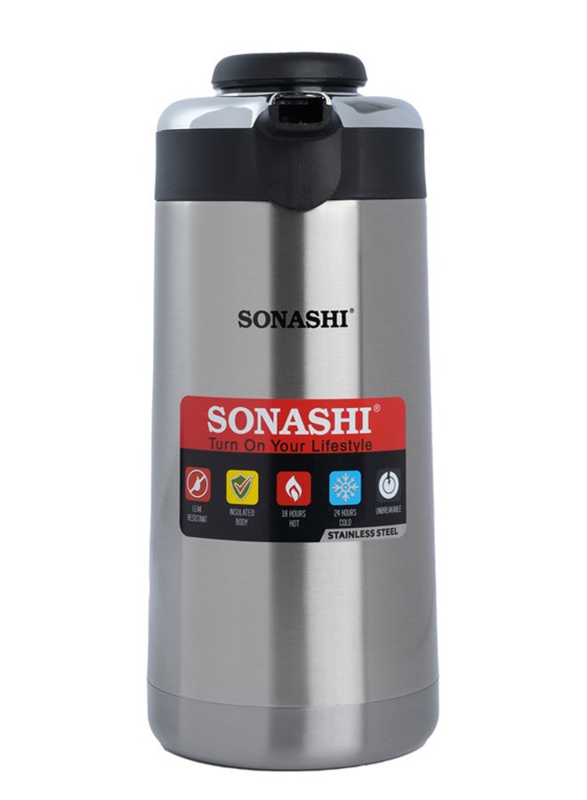 2.L Vacuum Flask  for Hot And Cold Beverages  High Quality Stainless Steel Body with Double Wall Insulation  Unbreakable Flasks with Big Mouth for Daily Use  Portable Friendly SVF-2000 Silver/Black