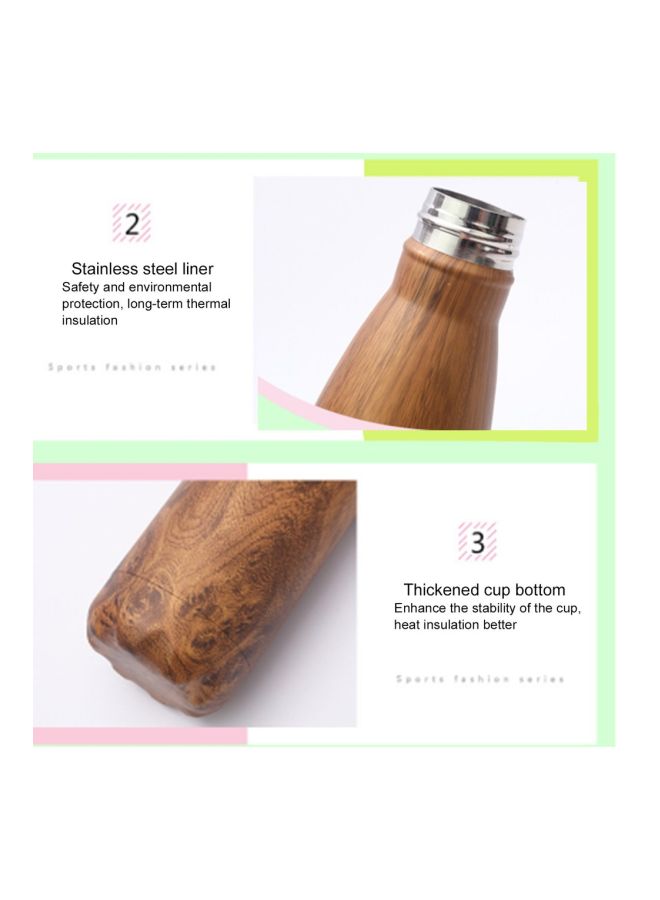Wood Grain Vacuum Flask Brown 6.5x26x6.5cm