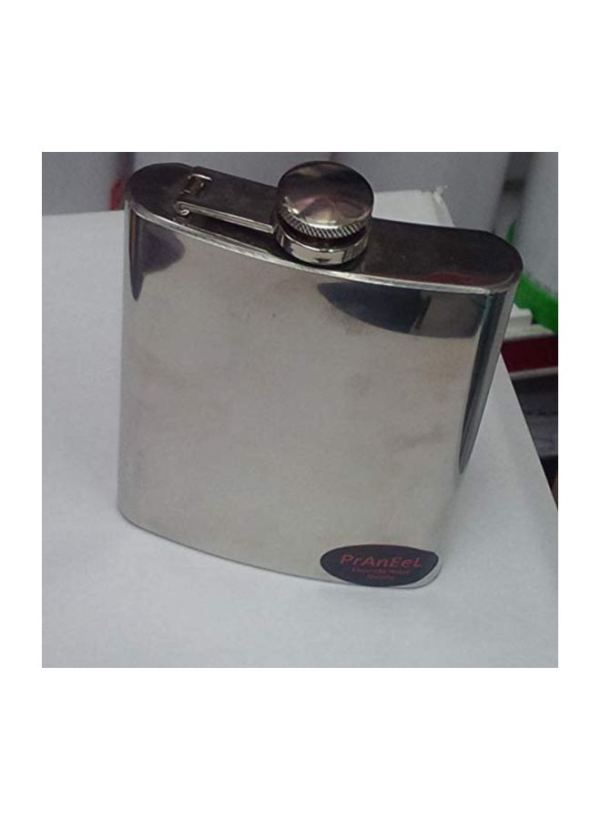 Steel Mirror Finish Hip Flask Silver 12x9.5cm
