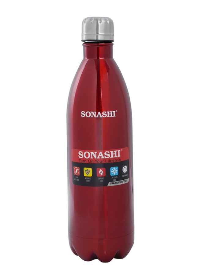 1L Flask Bottle  Hot And Cold Beverages  Stainless Steel Body with Double Wall Insulation  Unbreakable and Easy to Clean Bottles for Daily Use  Portable Friendly Red SVB-1002 Red 33cm