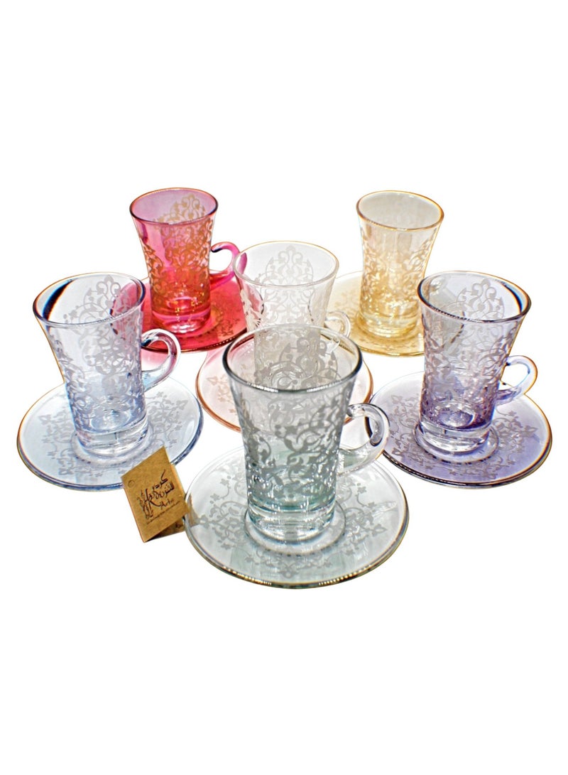 Tea Cups With Saucer Glass Set 6 Pieces 109 Andls Trcl Mix 6 Pcs