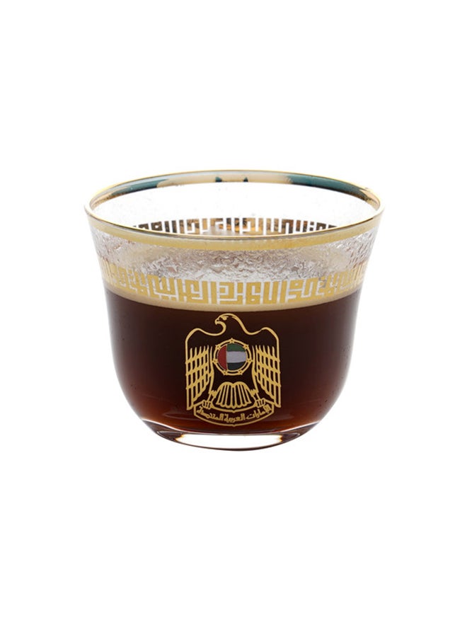 6-Piece Nevoso Glass Oro Arabic Coffee Cup Set Gold 60ml