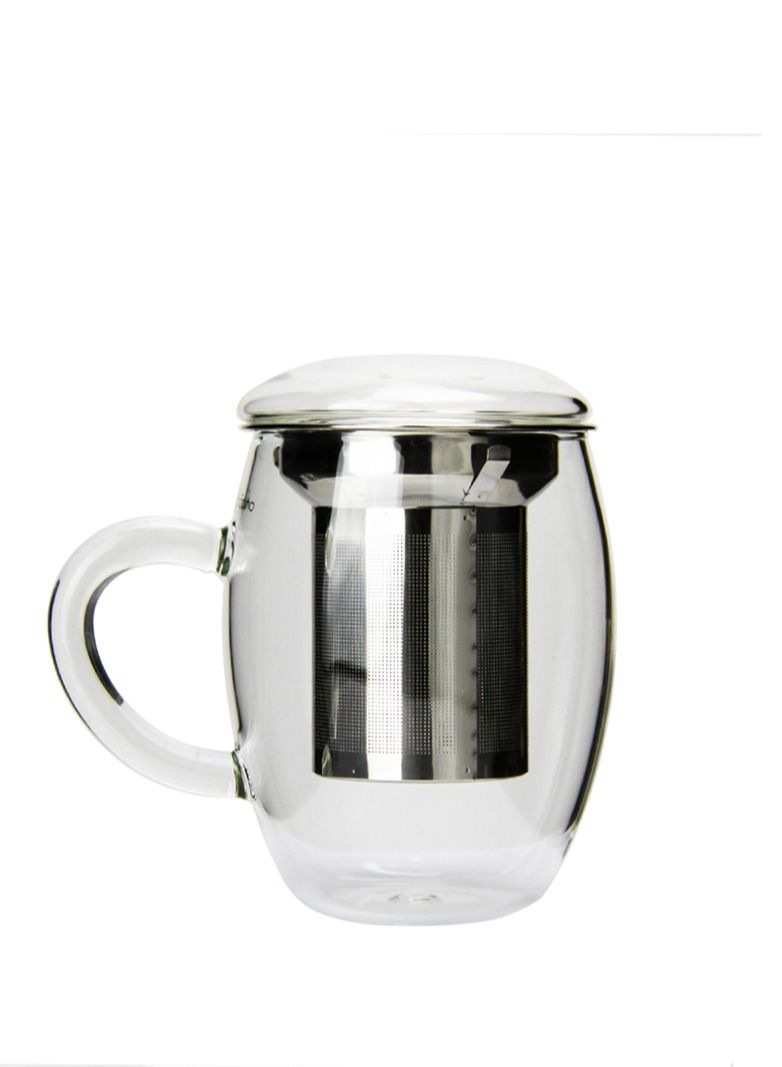 Borosilicate Tea Glass With stainless steel filter & glass lid 0.4 Liter