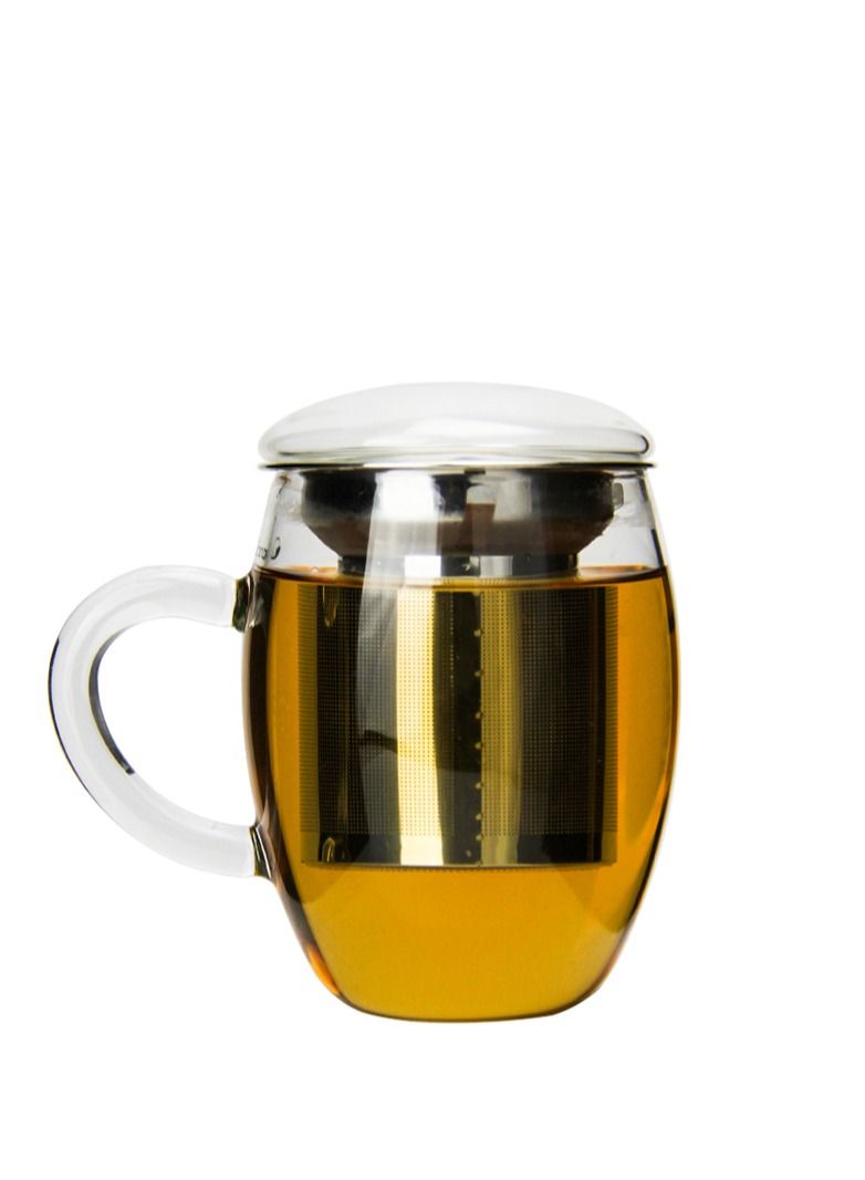 Borosilicate Tea Glass With stainless steel filter & glass lid 0.4 Liter