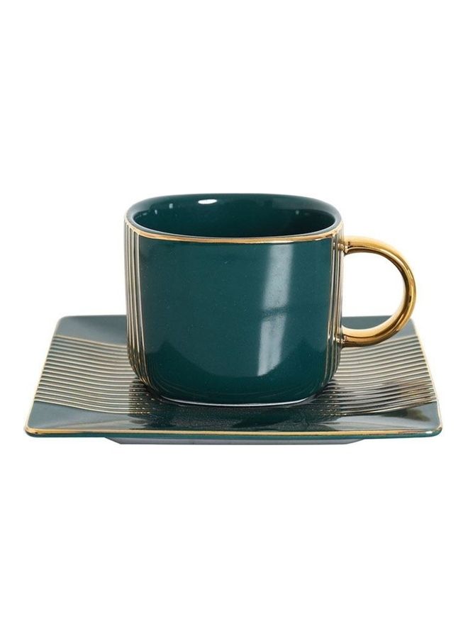 Gold Painted Coffee Cup Green 200ml