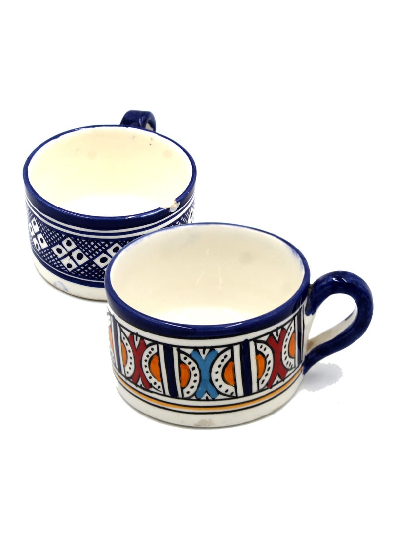 Moroccan Hand painted Natural Clay Cup 10X6.5CM - MO1339