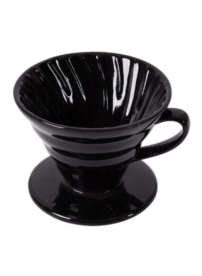 4-Piece Ceramic Coffee Drip Filter Pot Black 10x9.5x13.5cm