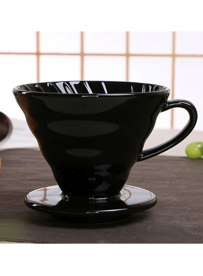 4-Piece Ceramic Coffee Drip Filter Pot Black 10x9.5x13.5cm