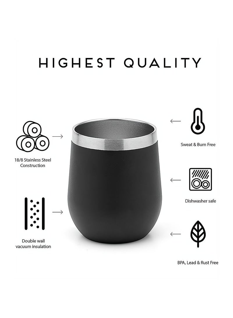Mate Tea Cup And Bombilla Straw Set 12oz Double-wall Stainless Coffee Water Tea Cup Natural Mate Gourd Cup Kit For Mate tea Loose Leaf Drinking