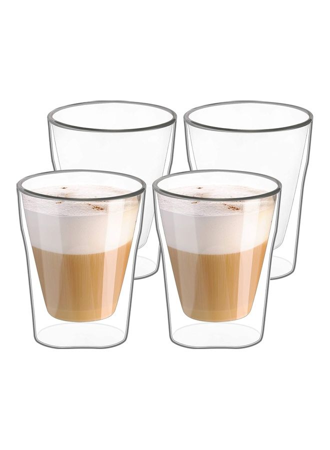 Set of 4 Double Walled Glass Coffee Cups multicolour 200mm