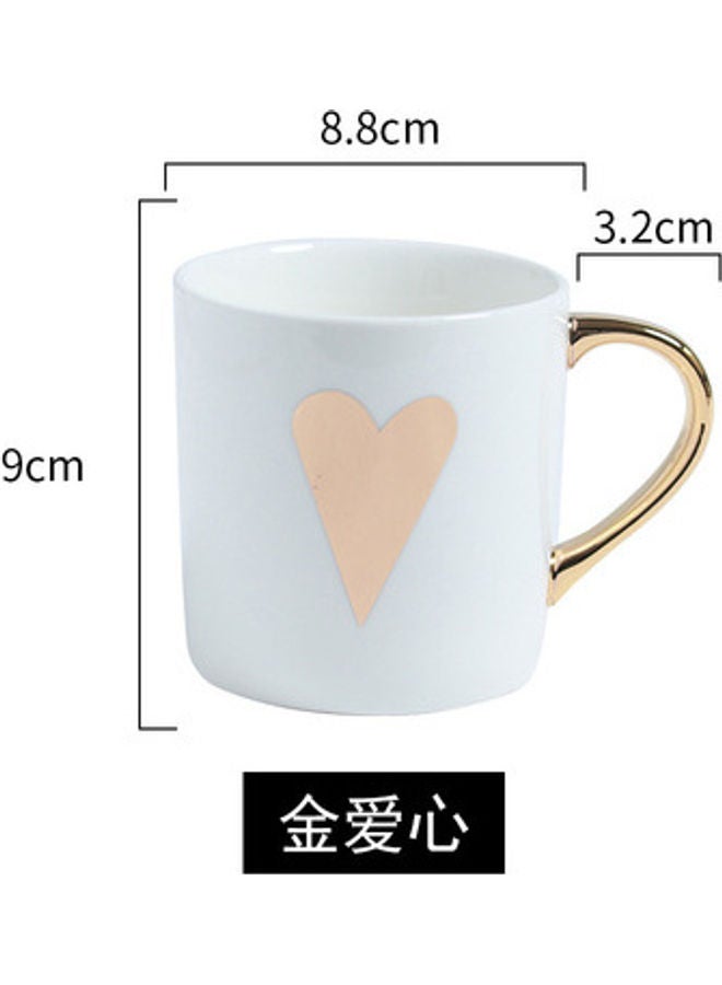 Heart Printed Scandinavian Style Ceramic Mug White/Gold