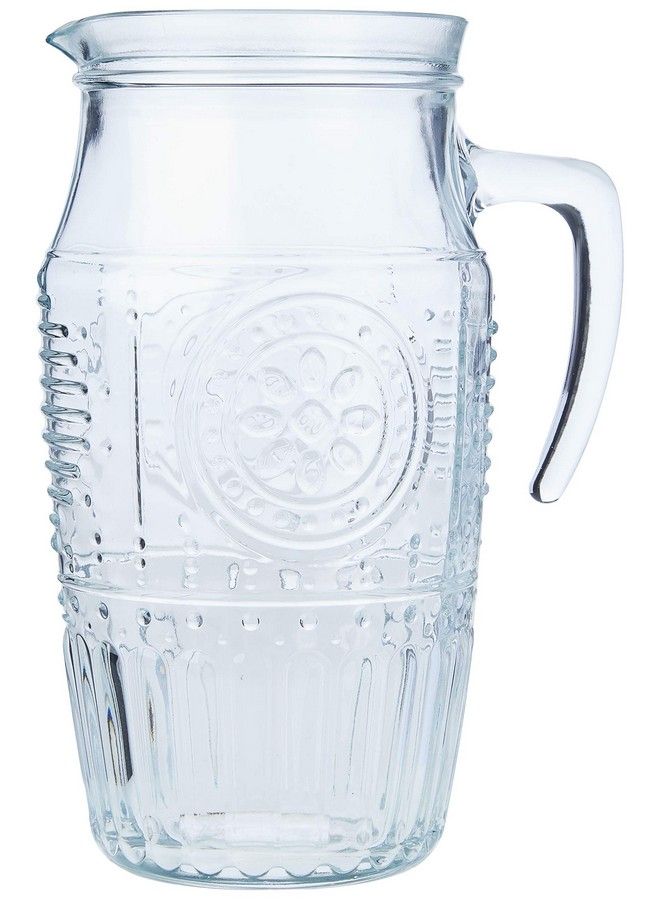 Romantic Elegant Floral Glass Pitcher 60.75 Oz Made In Italy.