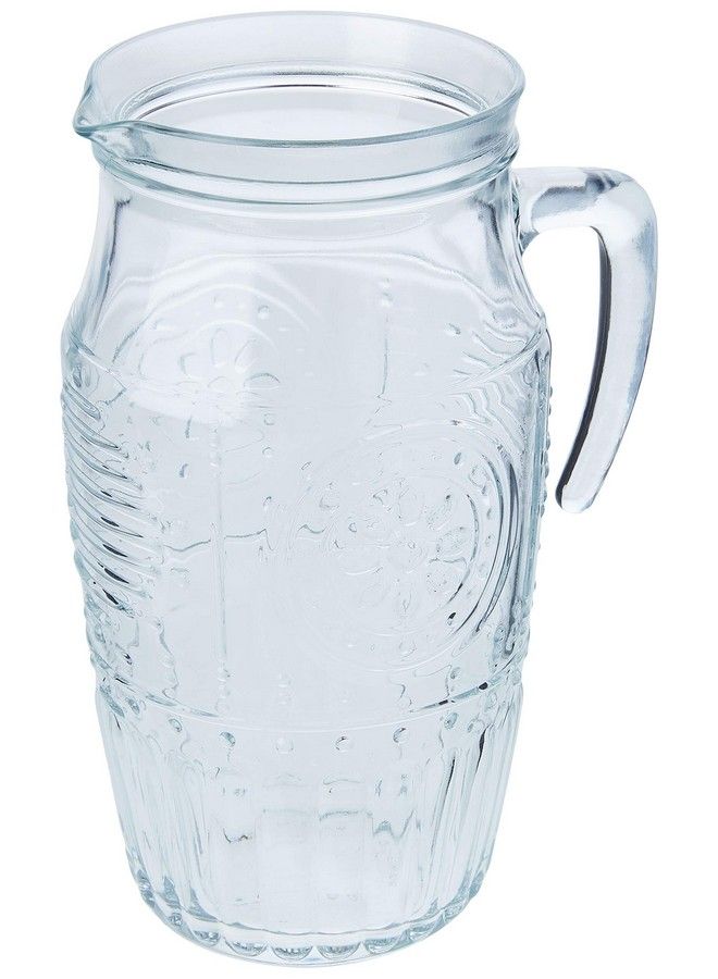 Romantic Elegant Floral Glass Pitcher 60.75 Oz Made In Italy.