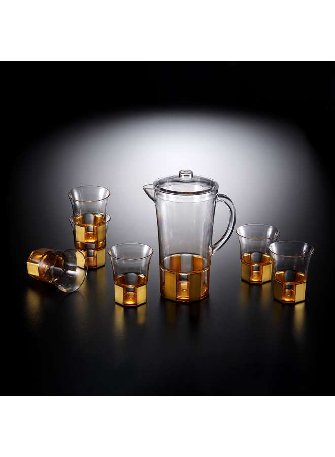 Acrylic Jug Set with 6 Cups - Gold Taiwan