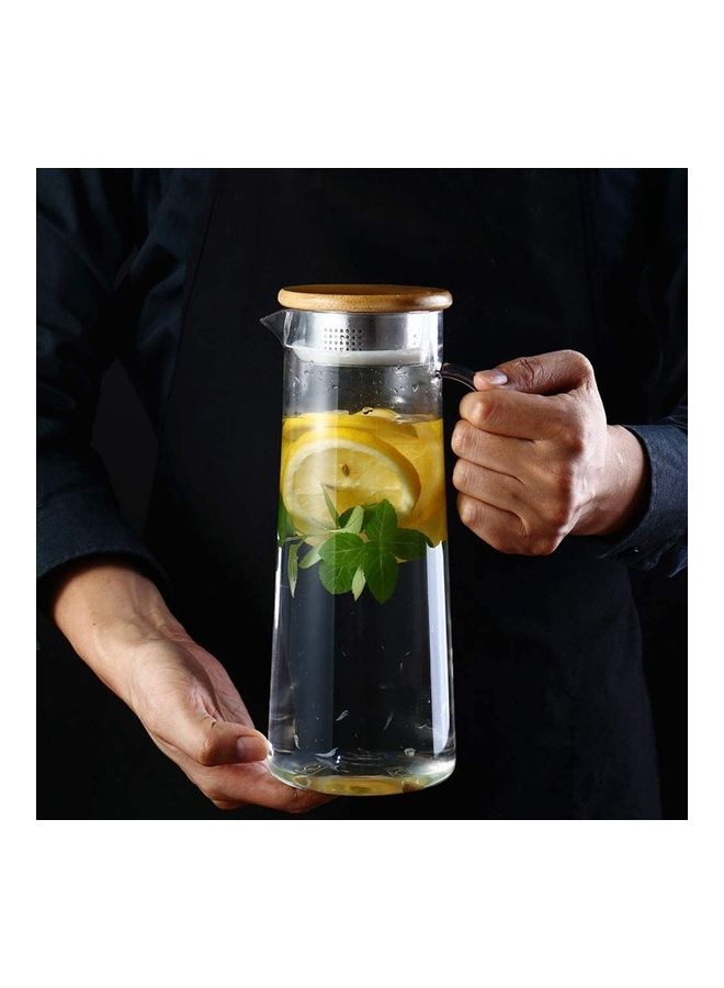 Juice Jar With Lid Clear/Beige