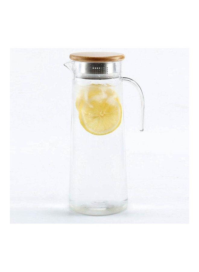 Juice Jar With Lid Clear/Beige