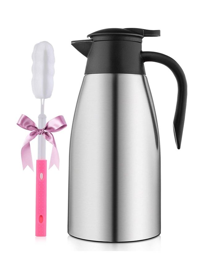 Thermal Coffee Jug With Lid And Brush Set Silver/Black/Pink