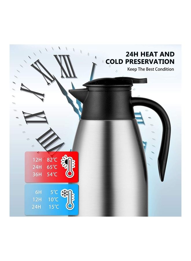 Thermal Coffee Jug With Lid And Brush Set Silver/Black/Pink