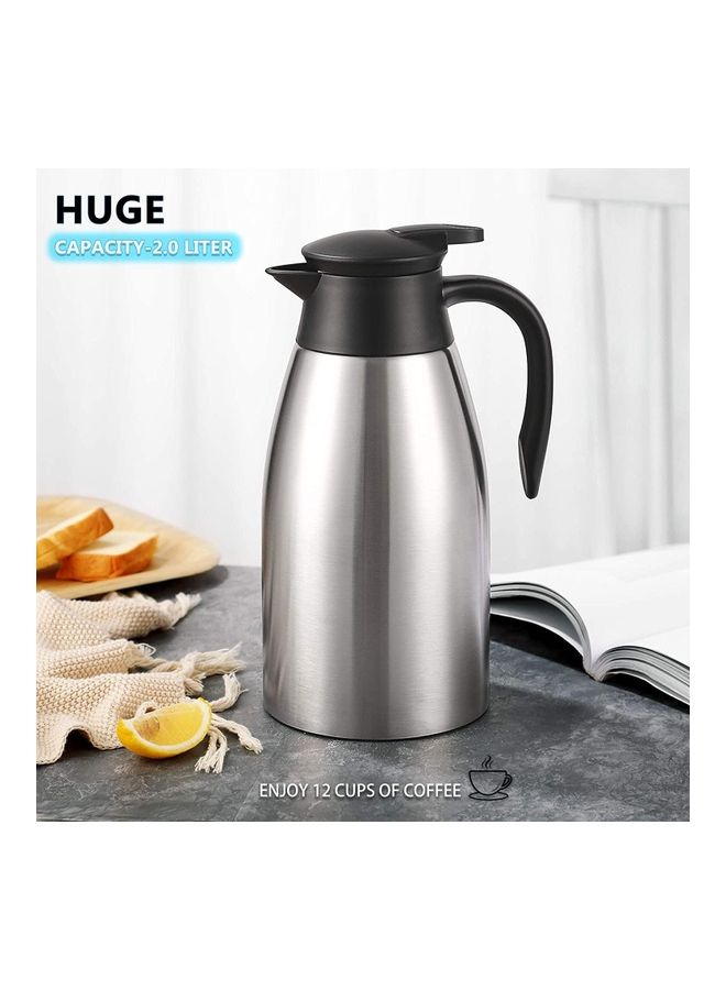 Thermal Coffee Jug With Lid And Brush Set Silver/Black/Pink