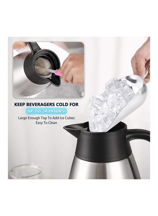 Thermal Coffee Jug With Lid And Brush Set Silver/Black/Pink