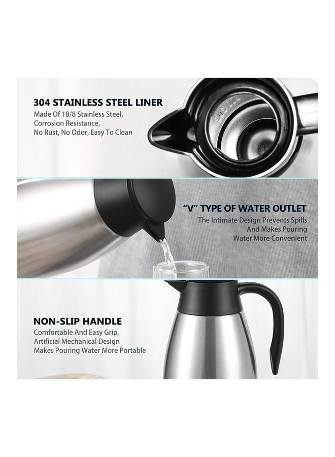 Thermal Coffee Jug With Lid And Brush Set Silver/Black/Pink