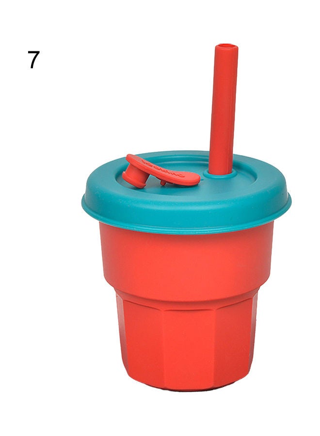 Flexible Heat-Resistant Silicone Unbreakable Tumbler Jug with Straw Red/Blue
