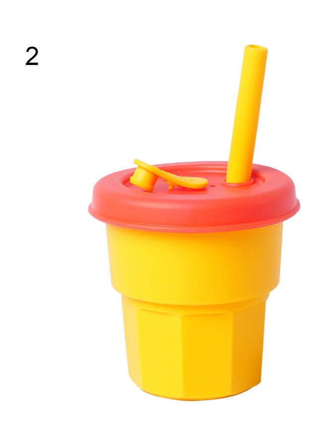 Flexible Heat-Resistant Silicone Unbreakable Tumbler Jug with Straw Yellow/Pink