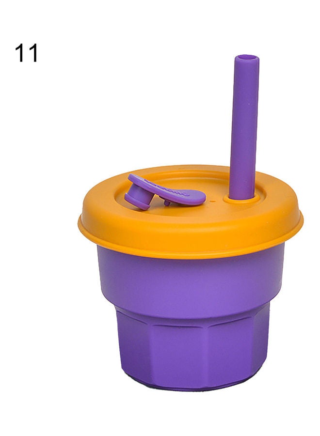 Flexible Heat-Resistant Silicone Unbreakable Tumbler Jug with Straw Purple/Yellow