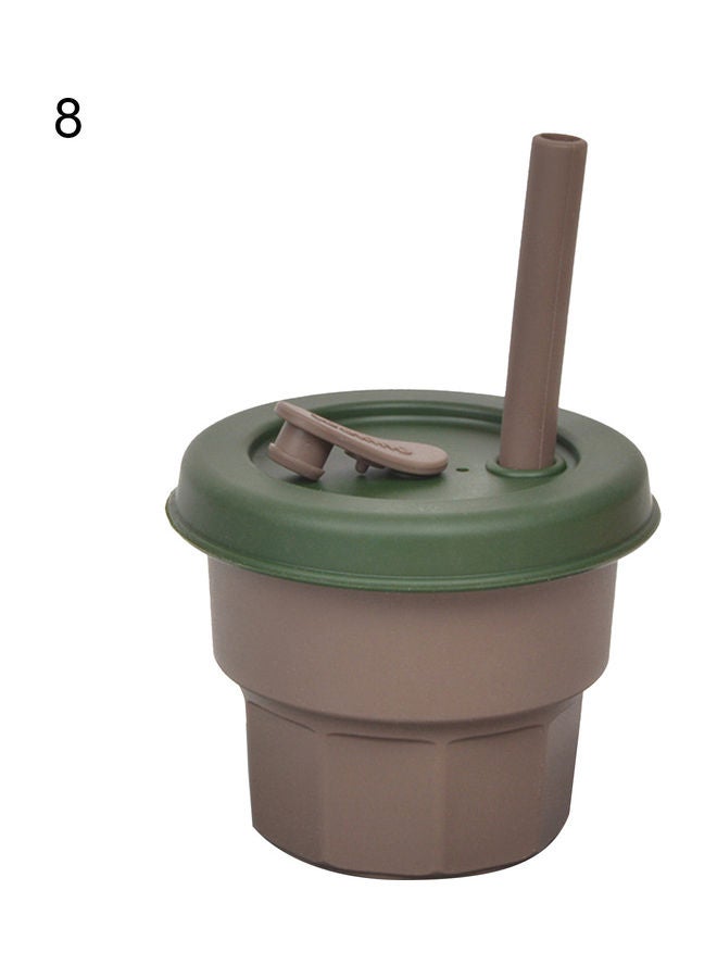 Flexible Heat-Resistant Silicone Unbreakable Tumbler Jug with Straw Grey/Green