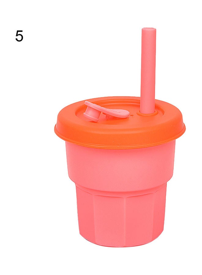 Flexible Heat-Resistant Silicone Unbreakable Tumbler Jug with Straw Pink/Orange