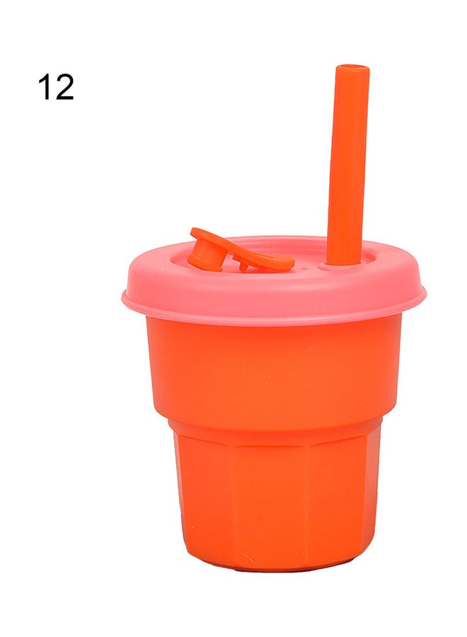 Flexible Heat-Resistant Silicone Unbreakable Tumbler Jug with Straw Orange/Pink