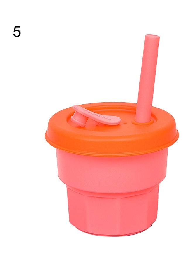 Flexible Heat-Resistant Silicone Unbreakable Tumbler Jug with Straw Pink/Orange