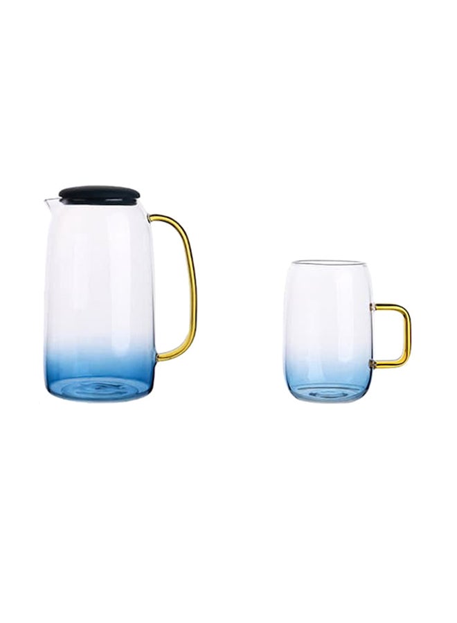 2-Piece Water Jug With Glass Set blue 10.5x20.7centimeter