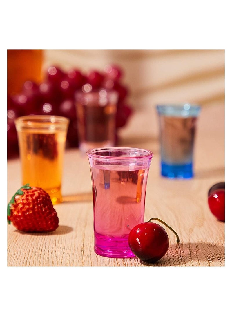 Acrylic Cups 12 Pieces Shots Colorful Shot Glasses 1.2-Ounce Heavy Base Plastic Tumblers Drinking Glasses for Poolside Party Stackable Easy to Clean