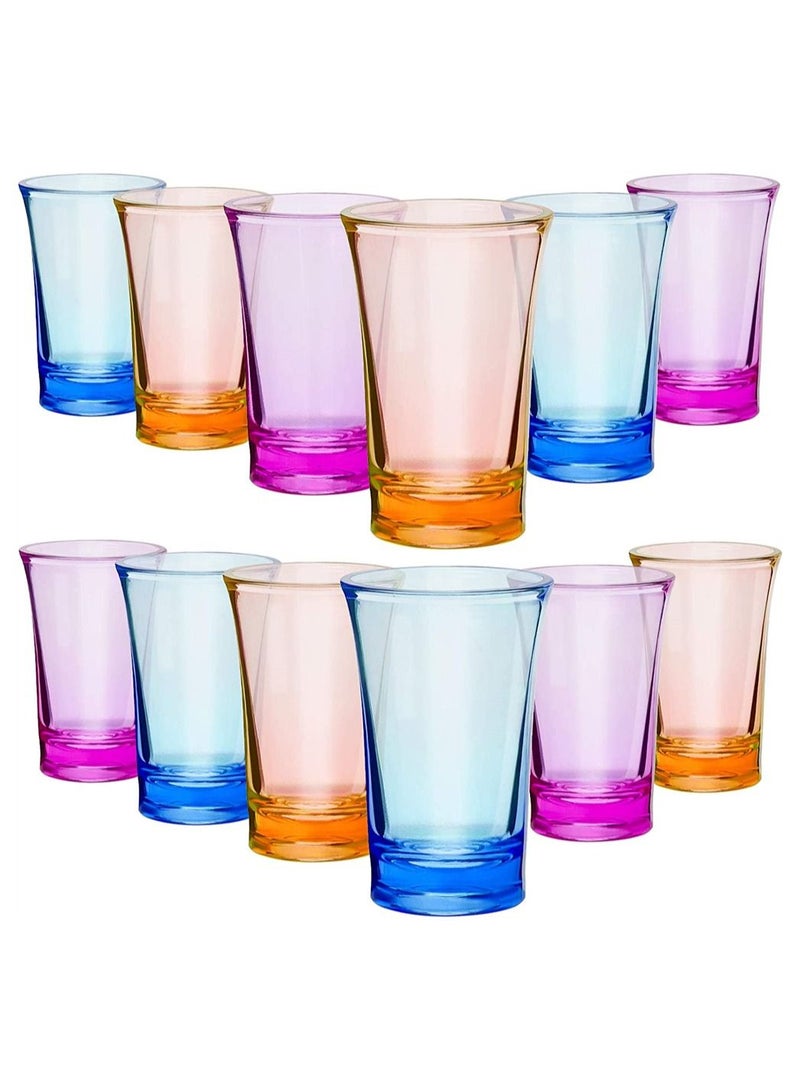 Acrylic Cups 12 Pieces Shots Colorful Shot Glasses 1.2-Ounce Heavy Base Plastic Tumblers Drinking Glasses for Poolside Party Stackable Easy to Clean