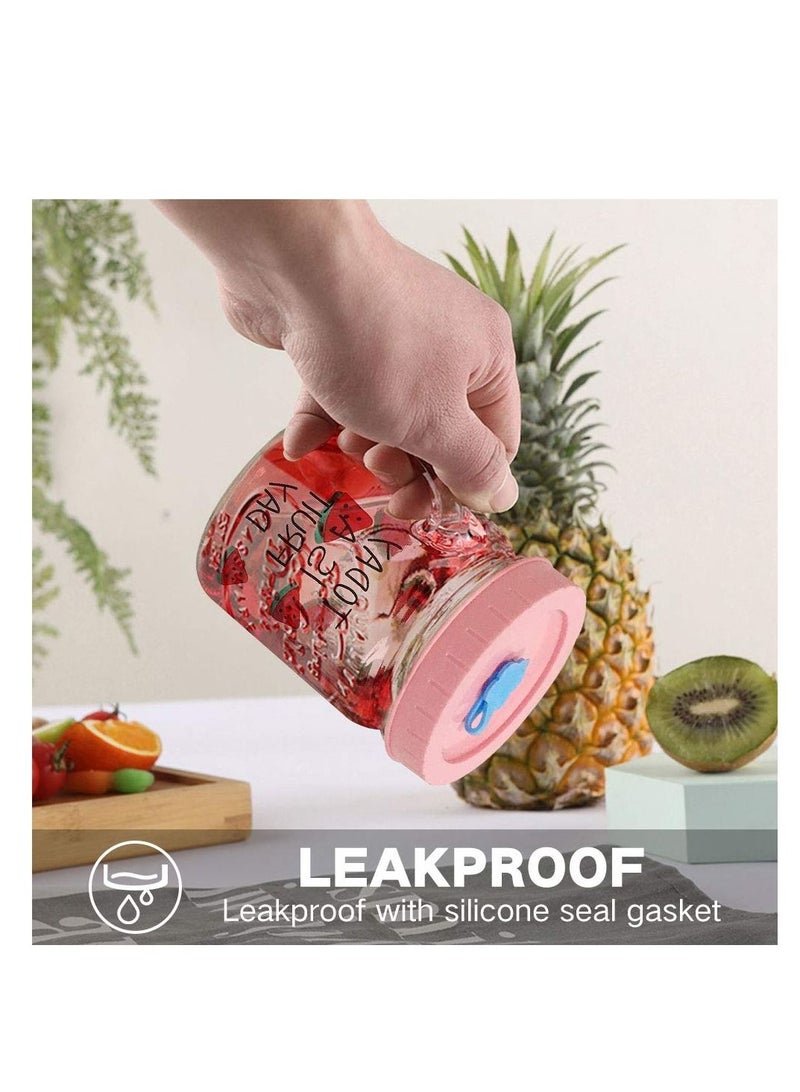 Mason Jar Lids with Straw Hole/Plastic Straws/Silicone Stoppers/Silicone Rings/Cleaning Brush, BPA Free Plastic Canning Lids, Great for Drinking & Food Storage(26 Pack)