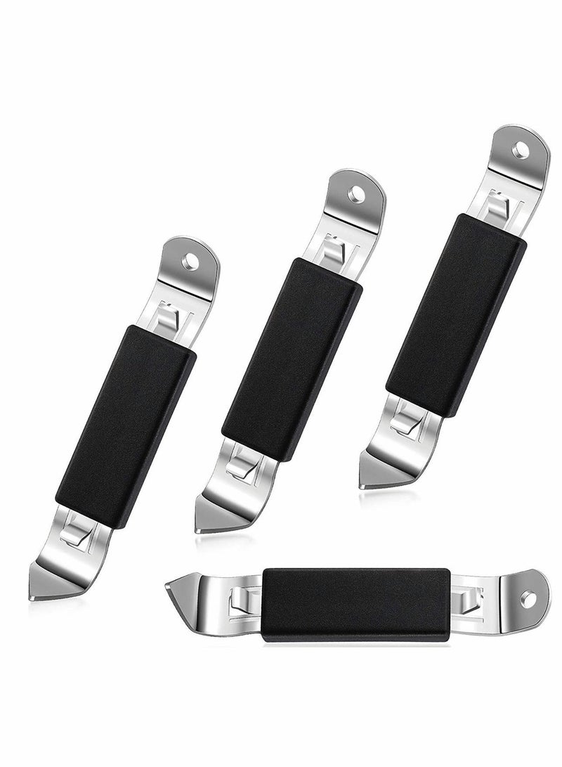 Magnetic Bottle Openers Classic Stainless Steel Punch Opener Can Tapper with Magnet for Camping and Traveling (Black, 4 Pieces)