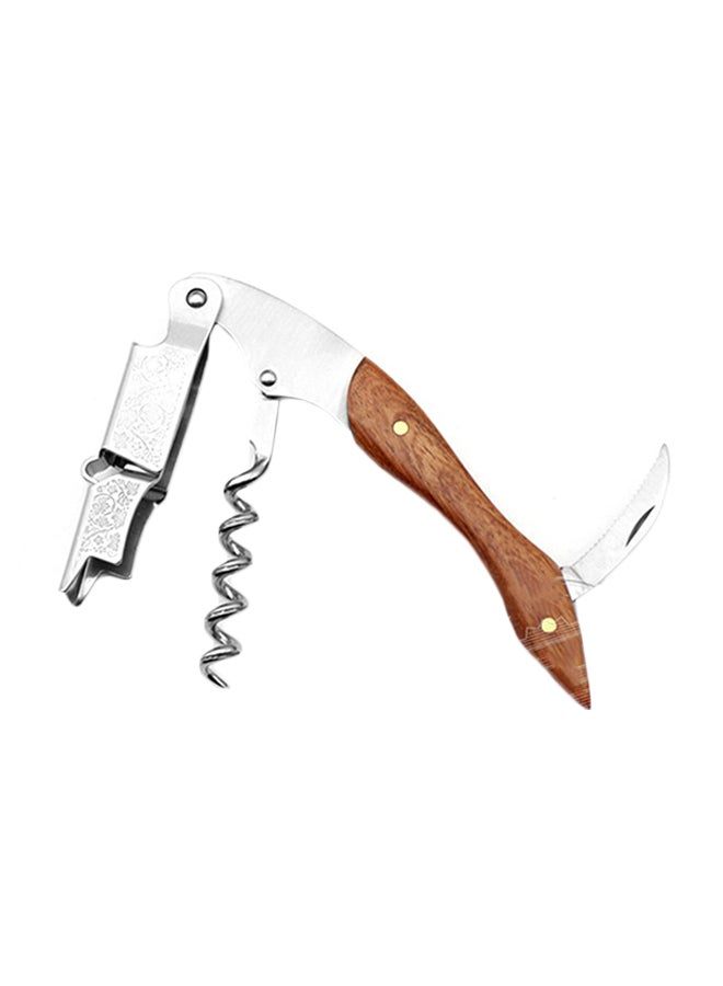 Knife With Wine Bottle Opener Silver/Brown