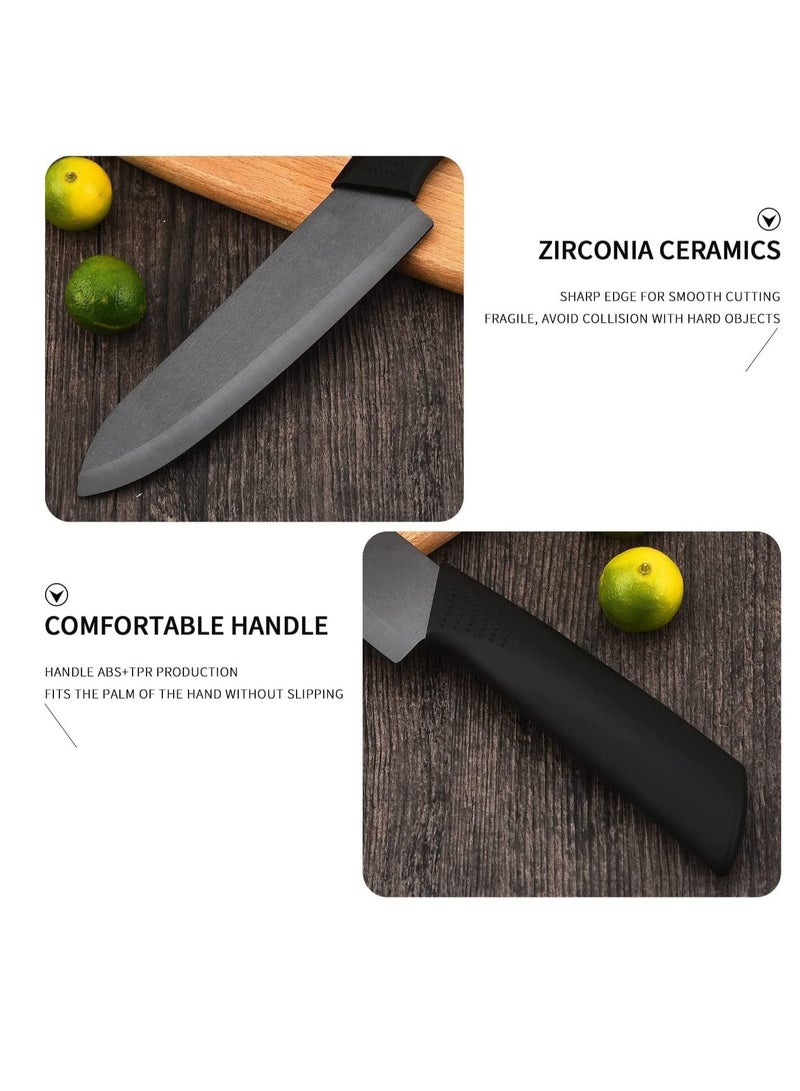 Kitchen Ceramic Knife Set Professional Knife With Sheaths, Super Sharp Rust Proof Stain Resistant include15cm Chef Knife, 12.7cm Utility Knife 10cm Fruit Knife 7.7cm Paring Knife One Peeler