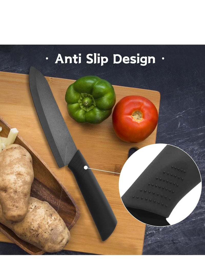 Kitchen Ceramic Knife Set Professional Knife With Sheaths, Super Sharp Rust Proof Stain Resistant include15cm Chef Knife, 12.7cm Utility Knife 10cm Fruit Knife 7.7cm Paring Knife One Peeler