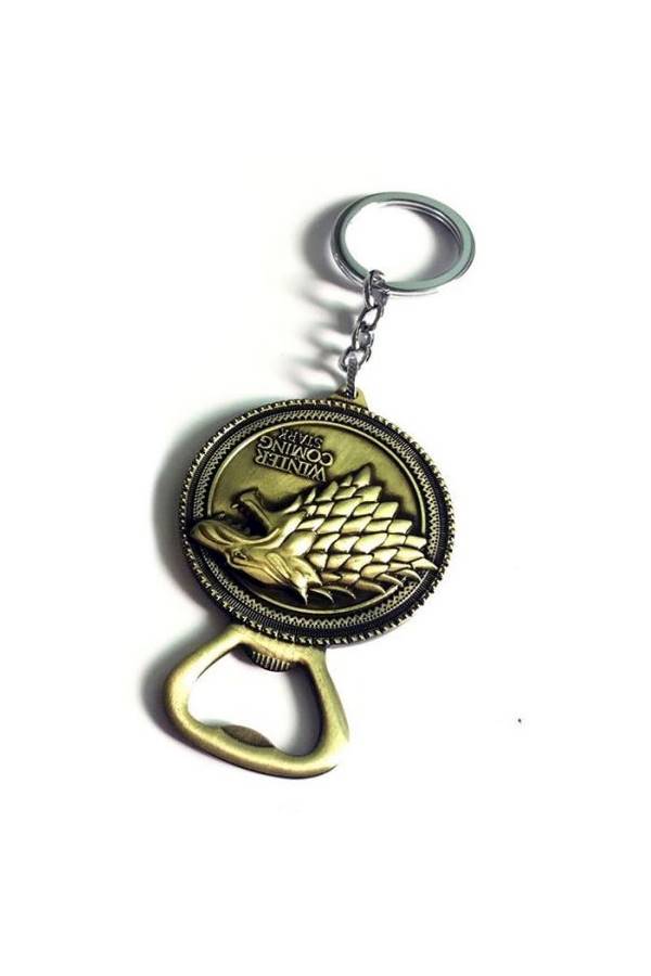 Game of Thrones House Stark Wolf Keys Ring Key Chain Bottle Opener - Bronze