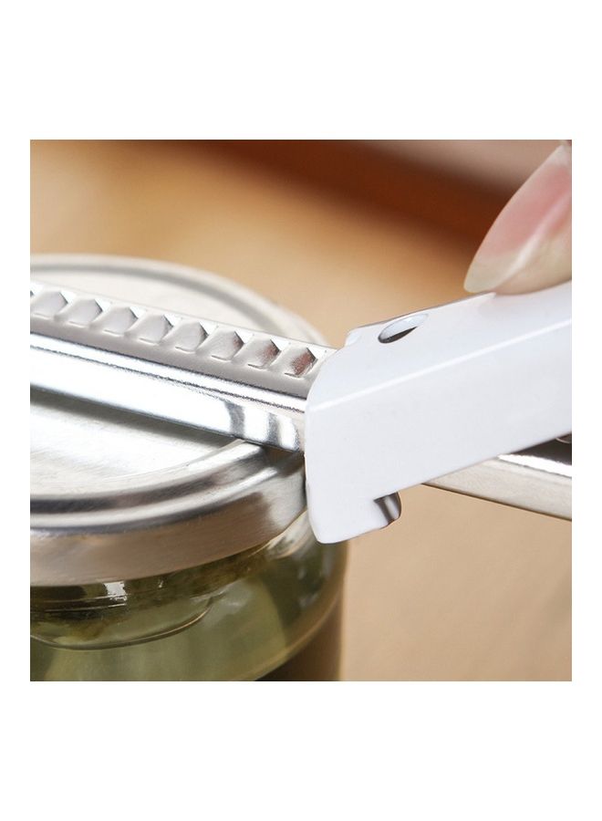 Adjustable Buckle Canned Glass Opener Screwing Cap Silver/White