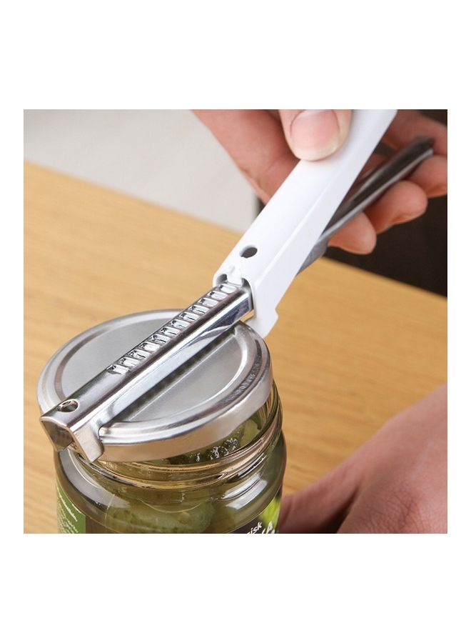 Adjustable Buckle Canned Glass Opener Screwing Cap Silver/White