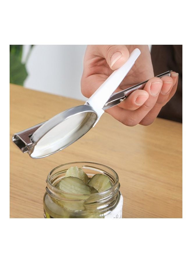 Adjustable Buckle Canned Glass Opener Screwing Cap Silver/White