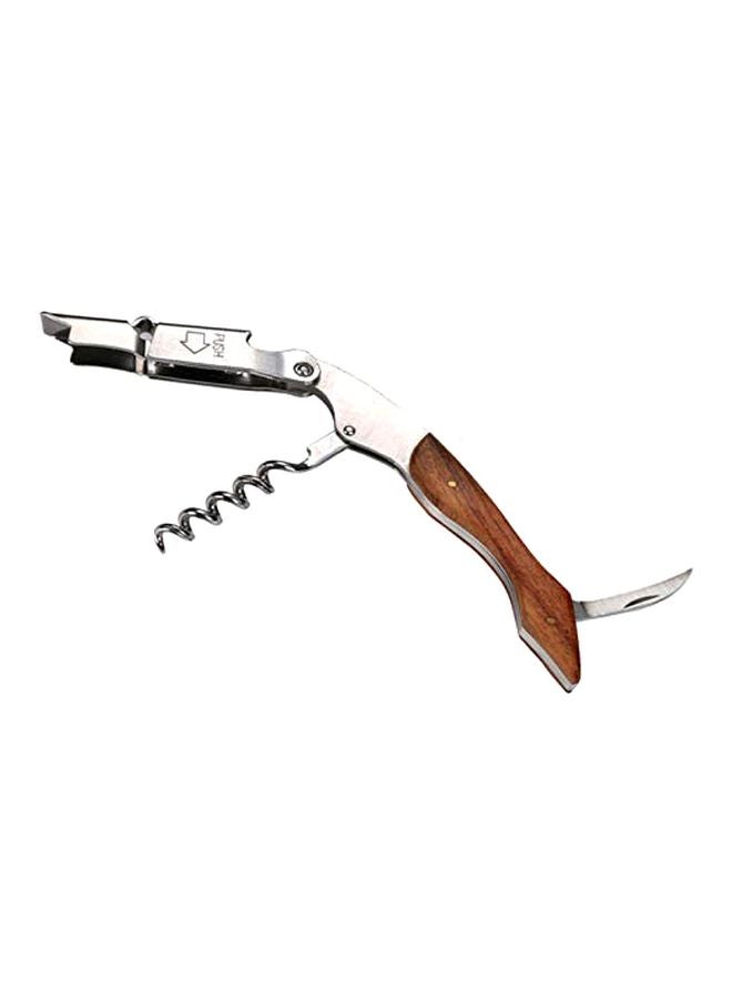 Waiter Corkscrew Opener With Foil Cutter Silver/Brown 12cm