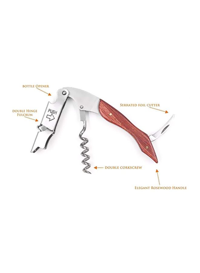 Waiter Corkscrew Opener With Foil Cutter Silver/Brown 12cm