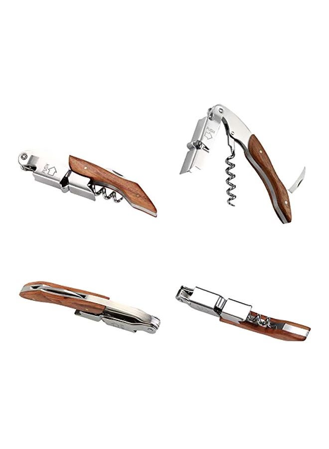 Waiter Corkscrew Opener With Foil Cutter Silver/Brown 12cm