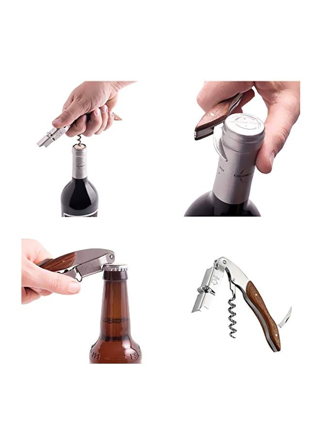 Waiter Corkscrew Opener With Foil Cutter Silver/Brown 12cm