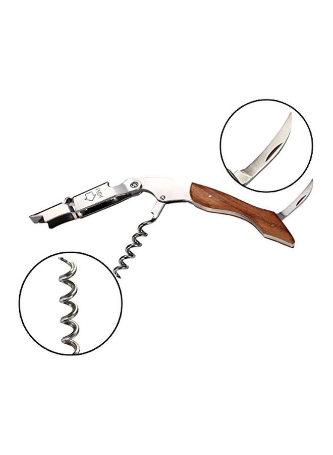 Waiter Corkscrew Opener With Foil Cutter Silver/Brown 12cm