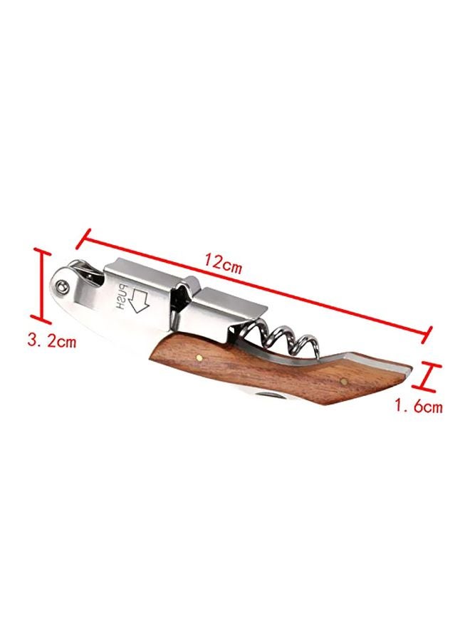 Waiter Corkscrew Opener With Foil Cutter Silver/Brown 12cm